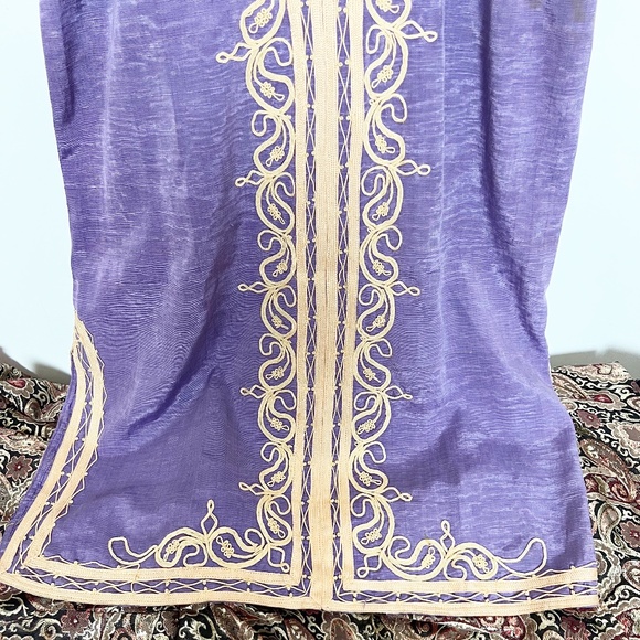 Women's Dress Caftan Tunic Robe Thobe Vintage Purple Cotton Vintage Traditional - Picture 4 of 11